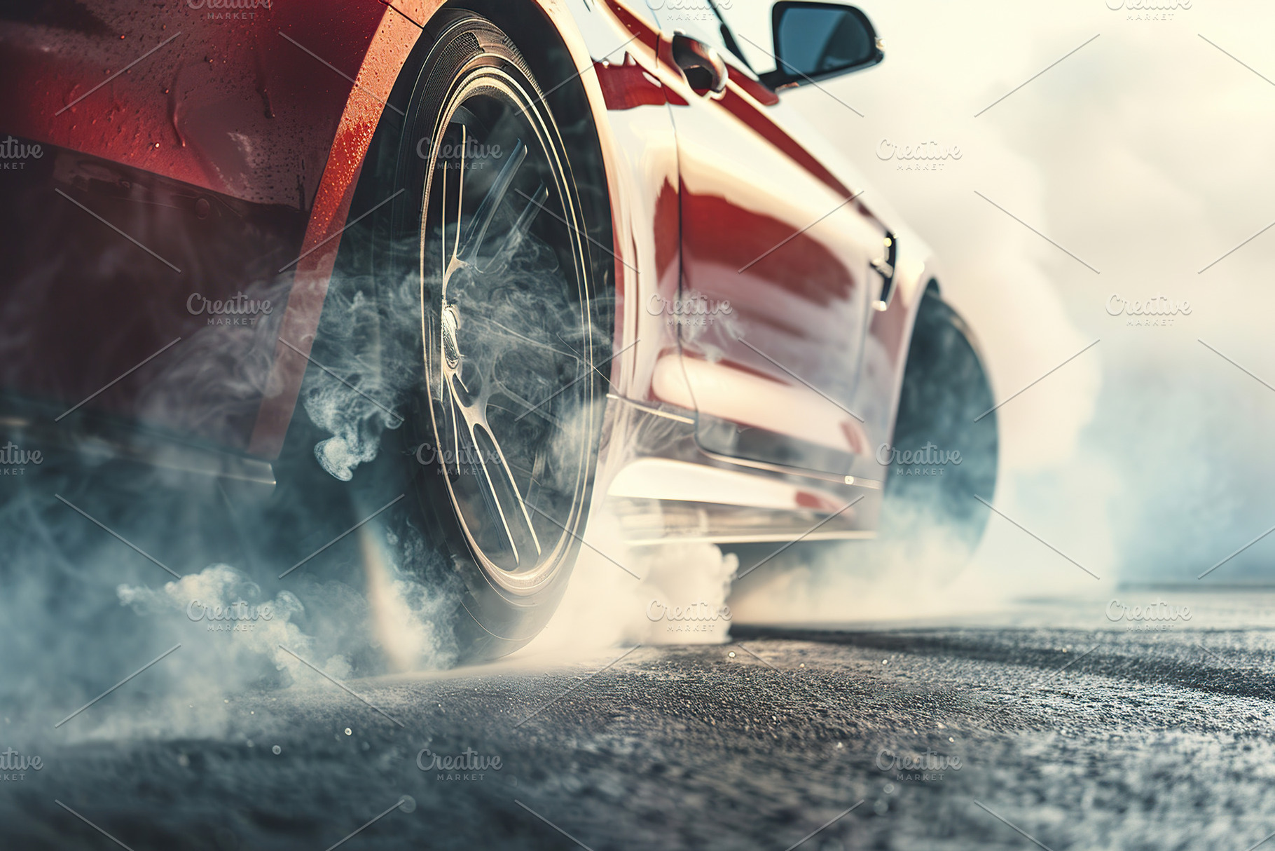 Sport car wheel drifting and smoking, a Transportation Photo by AlyaAnd