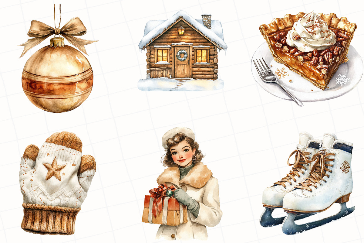 Cozy White Christmas Clipart, an Illustration by OK Design (Photo 3 of 5)