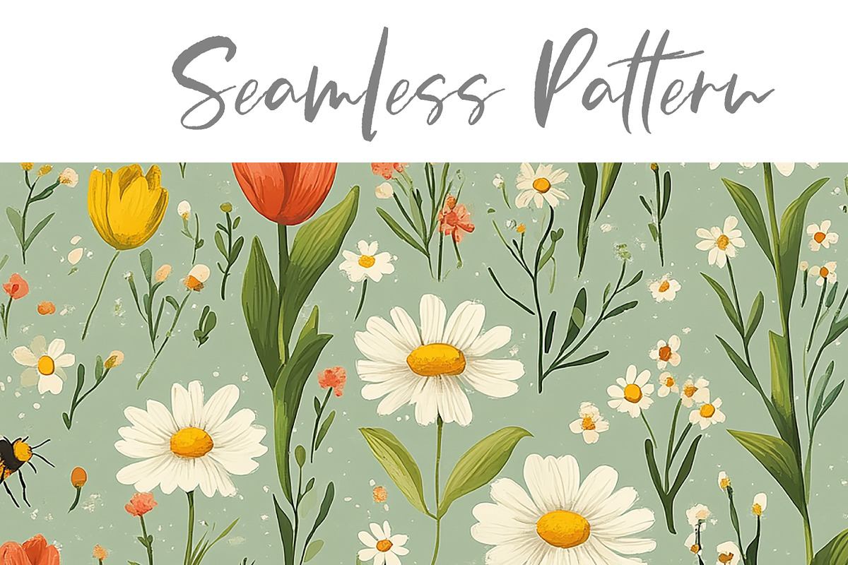 Floral Seamless Pattern, a Seasonal Illustration by Layerology (Photo 3 of 3)