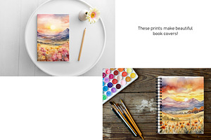 Watercolor Mountain Landscapes Set 2