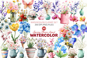 Watercolor Spring Flower clipart, an Illustration by Designworld