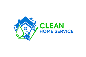 Clean House Service Logo Design Icon
