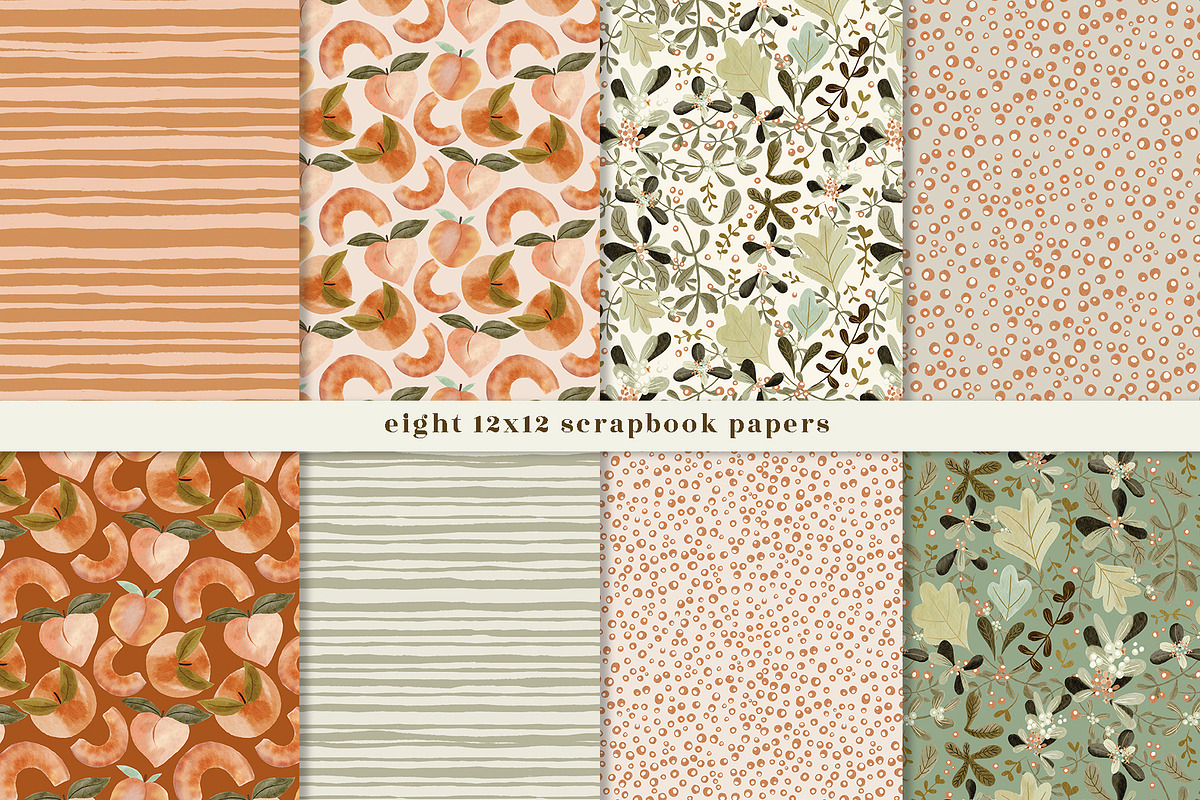 Peaches and Sage watercolor clipart, a Pattern Graphic by Bridgett Stahlman Design (Photo 4 of 9)