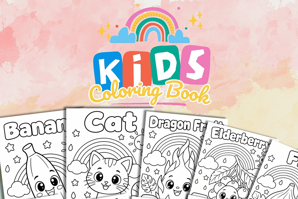 Fruit Coloring Book for Kids 30 Page, an Education Illustration by Mohammad Sarfaraz (Photo 2 of 3)