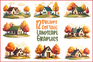 Dreamy Autumn Cottage Clipart Bundle, an Illustration by BIPLOB EXPERT