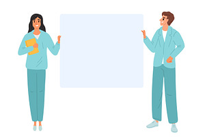 Male and female doctor hold blank, a Healthcare Illustration by Vectorbuum