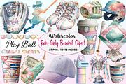 Retro Girly Baseball Clipart, a Graphic by CitraGraphics (Thumbnail 1 of 4)