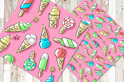 Set: seamless pattern with ice-cream, a Pattern Graphic by Melniklenart (Thumbnail 5 of 9)