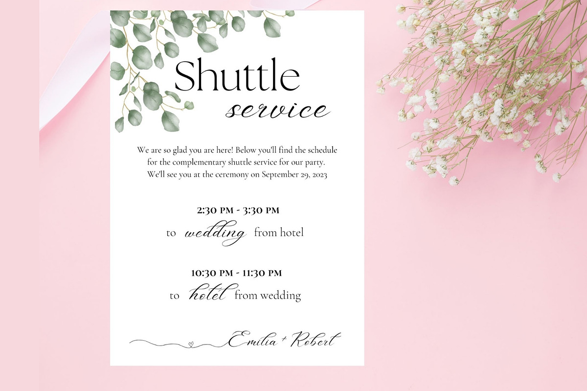 Wedding Shuttle service sign, a Card Template by EvaTemplates (Photo 4 of 6)