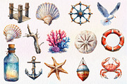 Watercolor Coastal Decor Clipart, an Illustration by Dream Creation (Thumbnail 2 of 4)