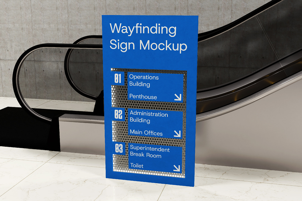 Architectural Wayfinding Sign Mockup, an Advertising Mockup by herutage (Photo 3 of 4)