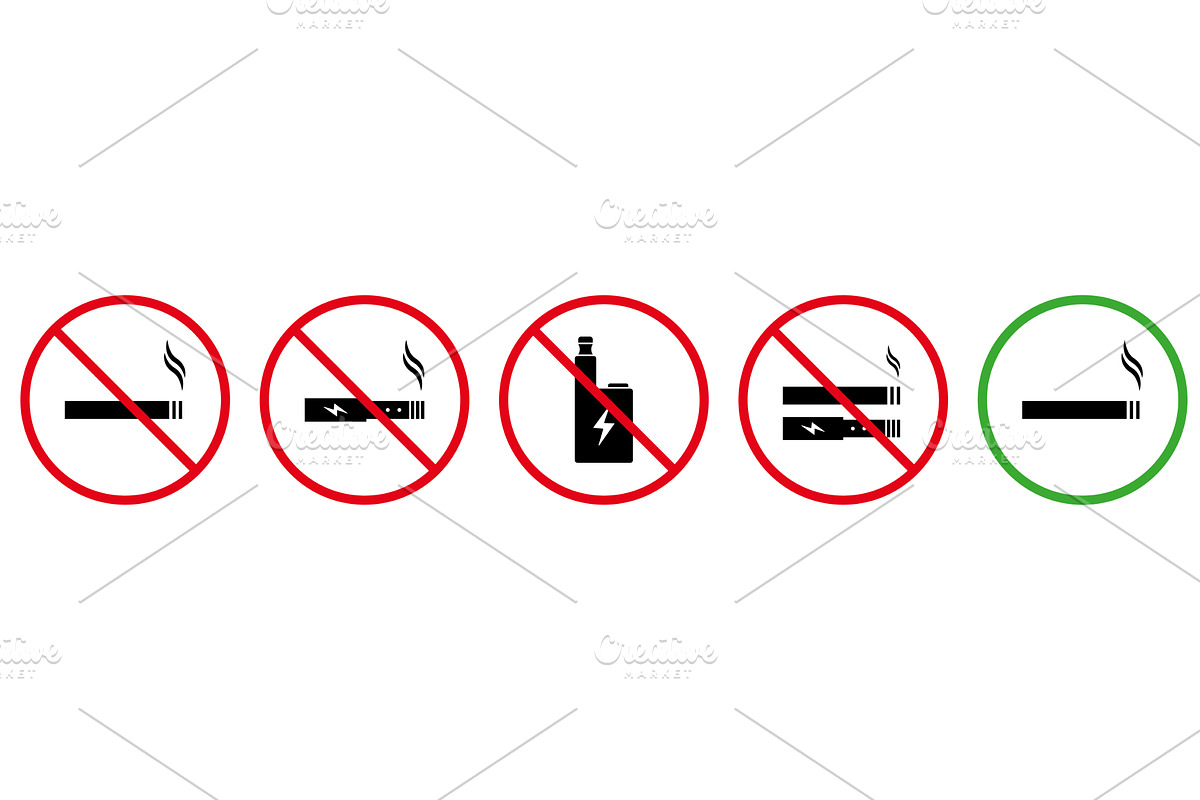 Smoke Vape Cigarette Area Sign, an Object Illustration by Vector Creator