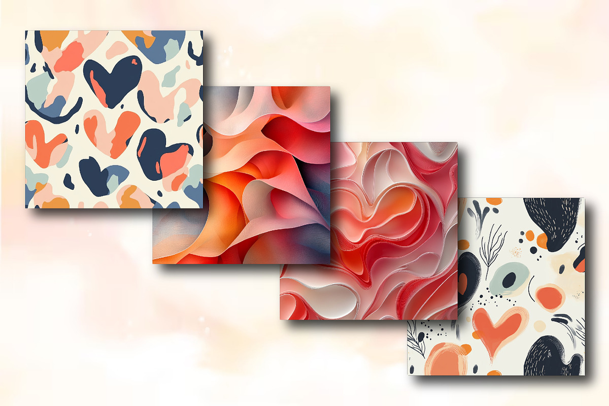 Abstract Love Shapes Pattern Paper, an Illustration by RobertsArt (Photo 2 of 5)