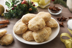Anise cookies with cinnamon and sugar on festive decorated table, a Food & Drink Photo by Davizro's Market