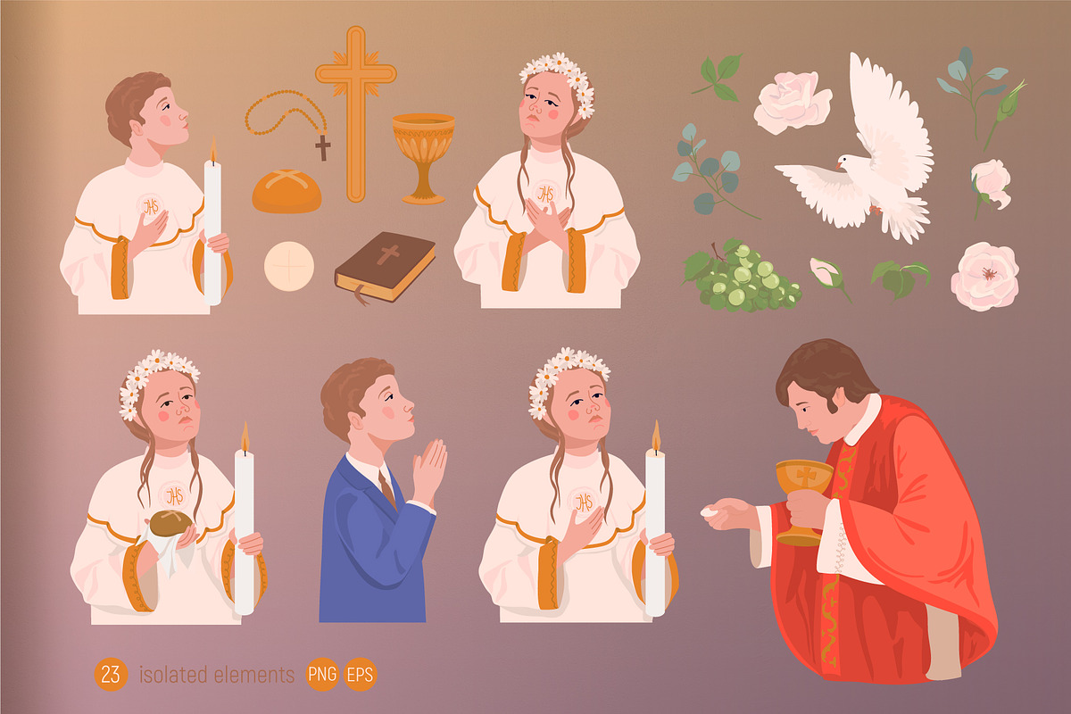 My First Communion. Vector Set, a Seasonal Illustration by Tata Pilip (Photo 10 of 10)