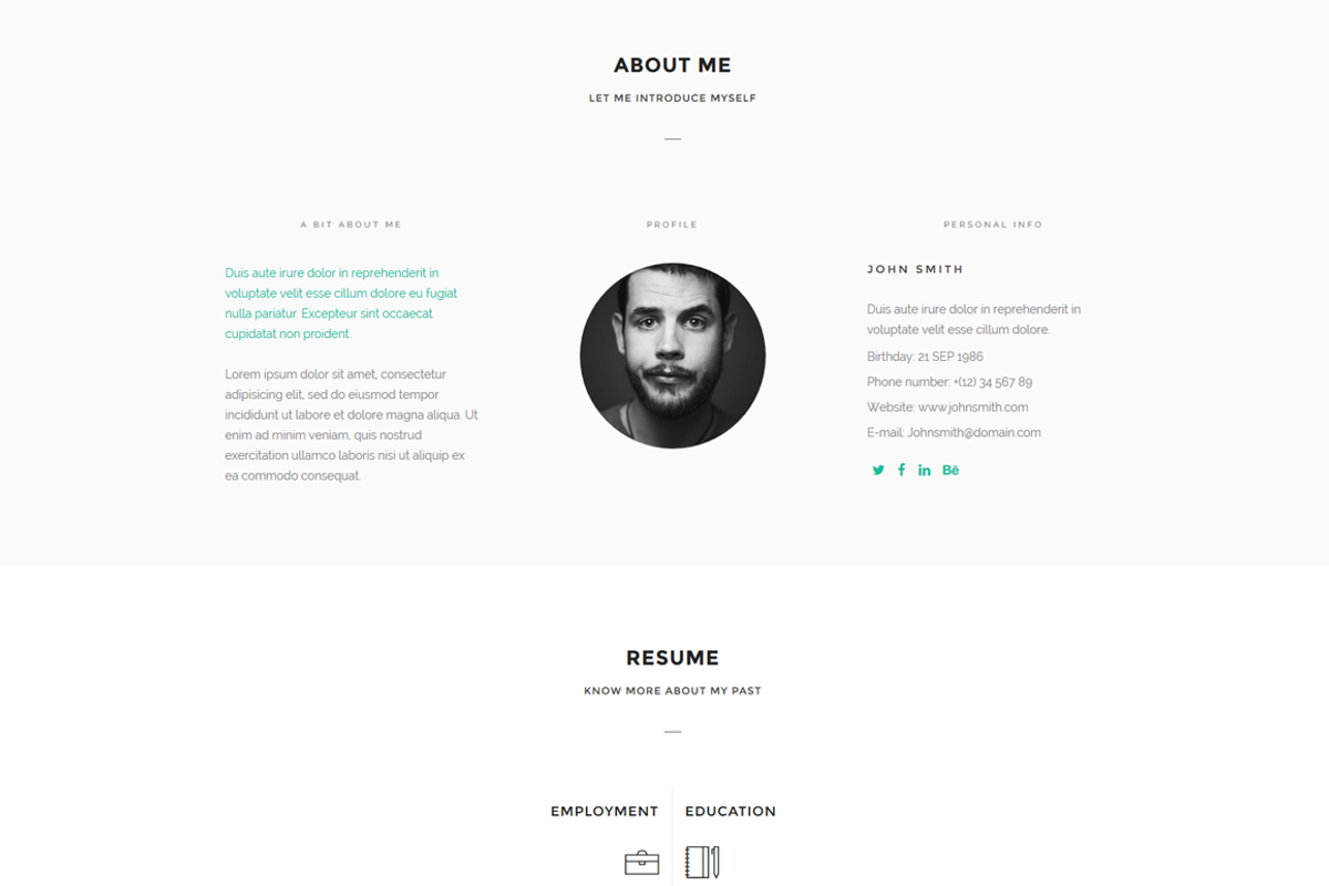 Bold - Personal Resume and Portfolio, a Bootstrap Template by Linewp (Photo 2 of 5)
