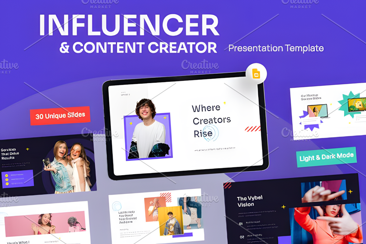 Influencer Google Slides Template, a Social Media Template by Ink Gallery (Photo 1 of 5)