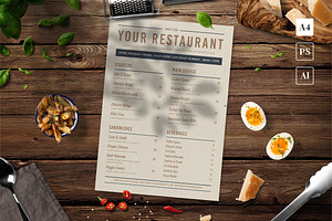 Vintage Food Menu