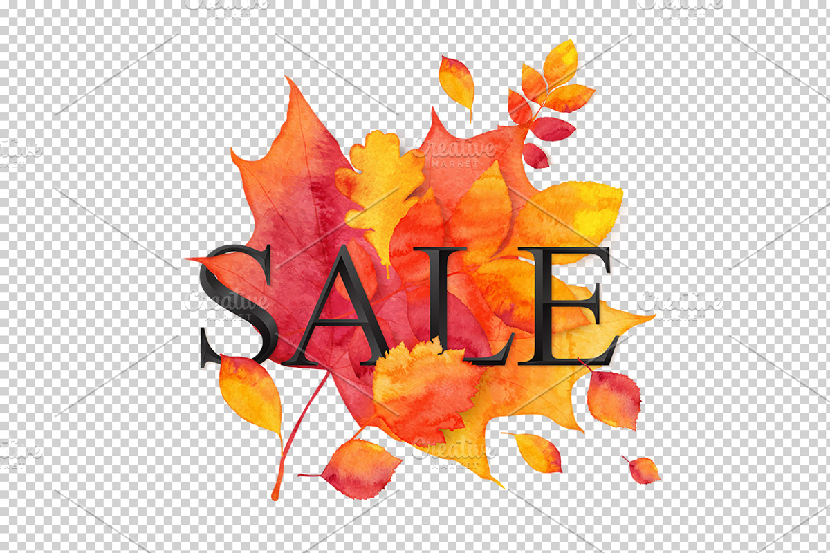 EPS+JPG+PNG watercolor autumn SALE, an Object Graphic by Art of Sun (Photo 2 of 2)