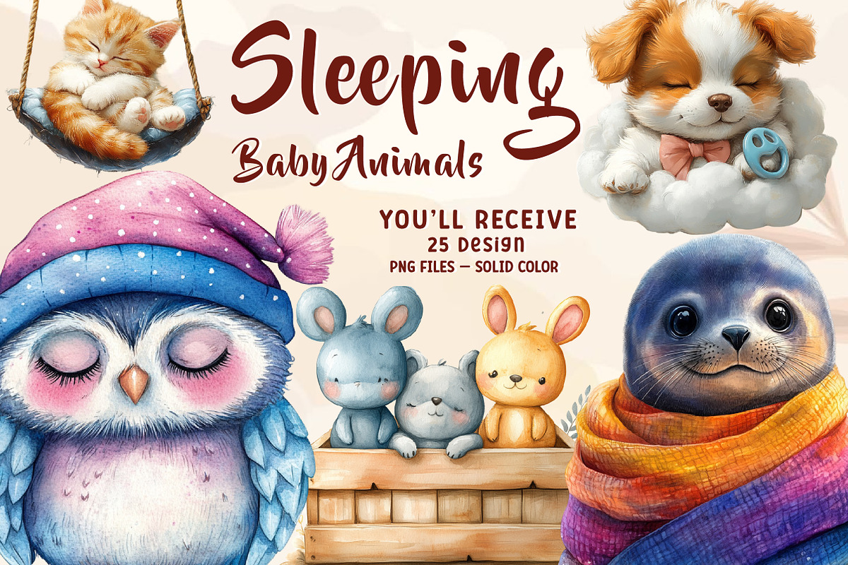 Sleeping Baby Animals, an Illustration by CreationArt (Photo 1 of 6)