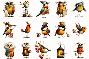 Christmas Funny Birds Clipart, an Illustration by OK Design (Thumbnail 3 of 6)