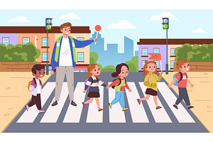 Children crosswalk. School kid, a Person Illustration by Stock-Smart-Start
