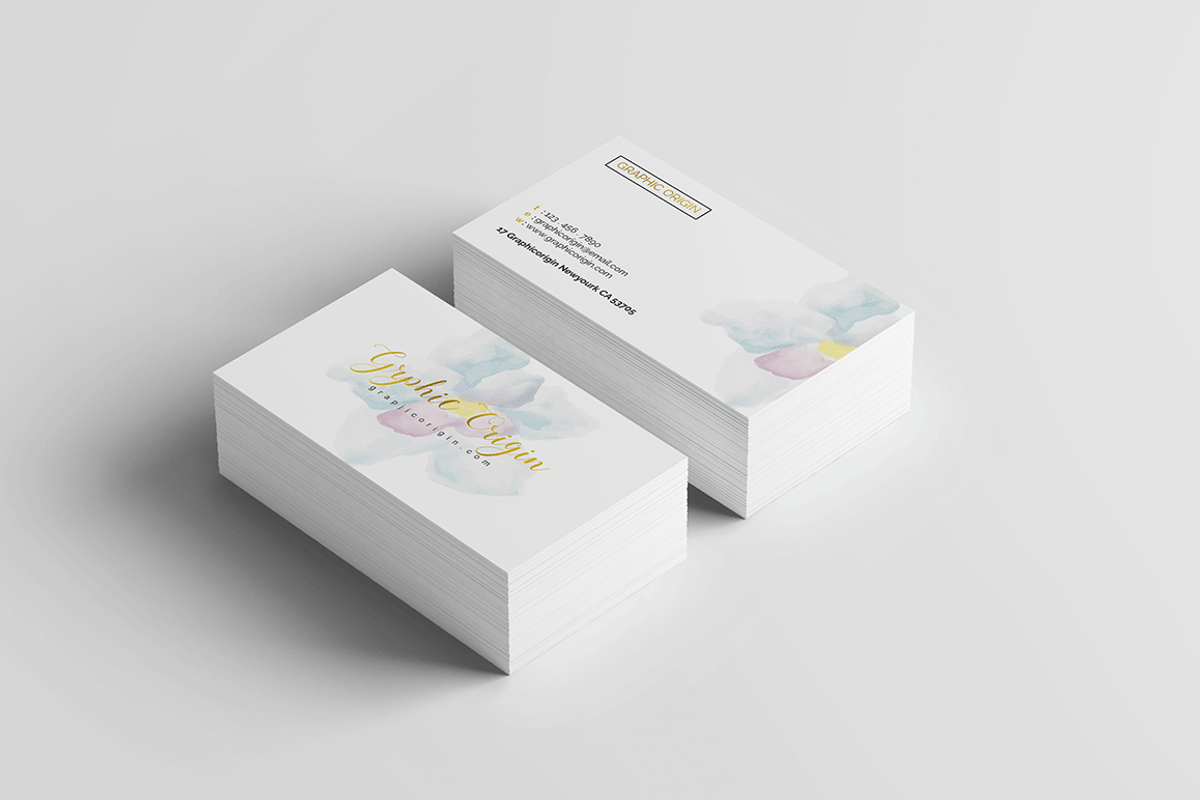 watercolor Business Card, a Business Card Template by Graphic Origin (Photo 2 of 5)