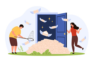 Overwhelmed Flying Spam Mail, a Technology Illustration by Flashvector