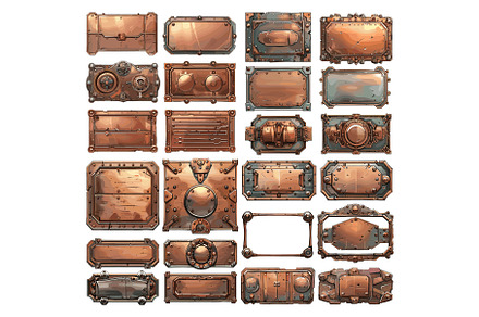 Bronze panels cartoon vector set, an Illustration by Stock-Smart-Start