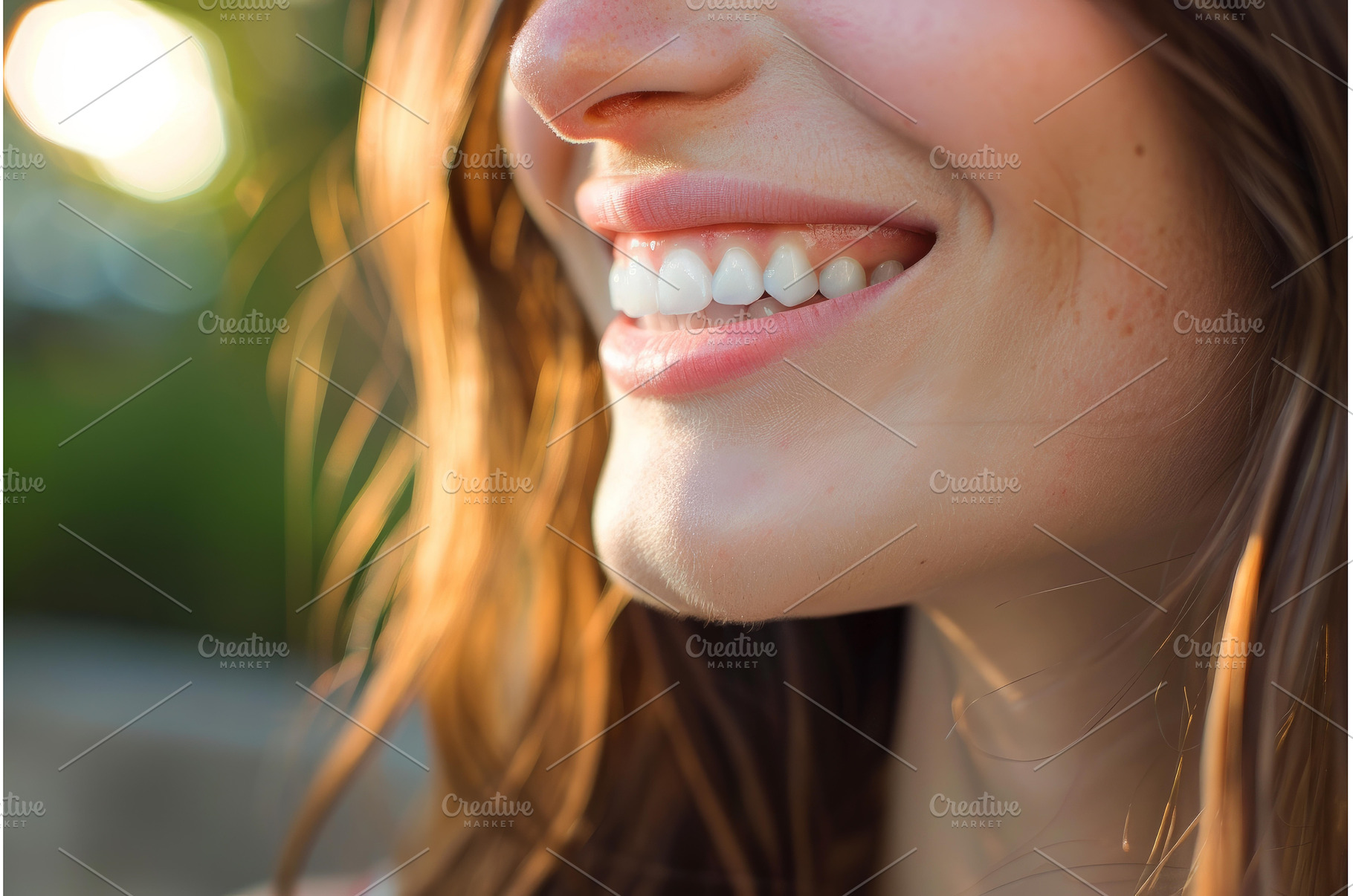 Close up of smiling woman showing, a Nature Photo by Ylivdesign