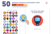 50 Protective Equipment Icons, an Outline Icon by Dighital (Thumbnail 2 of 9)