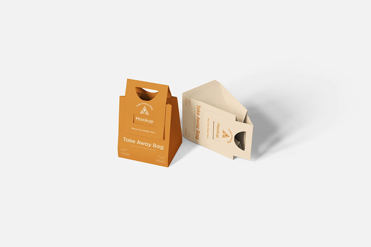 Take Away Bag Mockup, an Advertising Mockup by Indah (Photo 4 of 6)