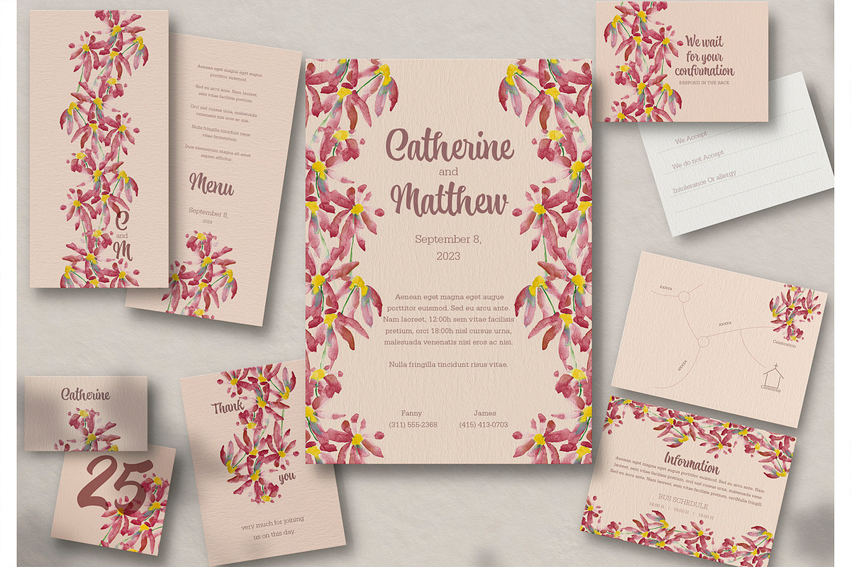Wedding Stationary Flowers, a Print Template by McLittle Stock (Photo 1 of 4)