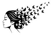 Woman Butterfly Hair Silhouette, an Object Illustration by yasushie (Thumbnail 3 of 31)