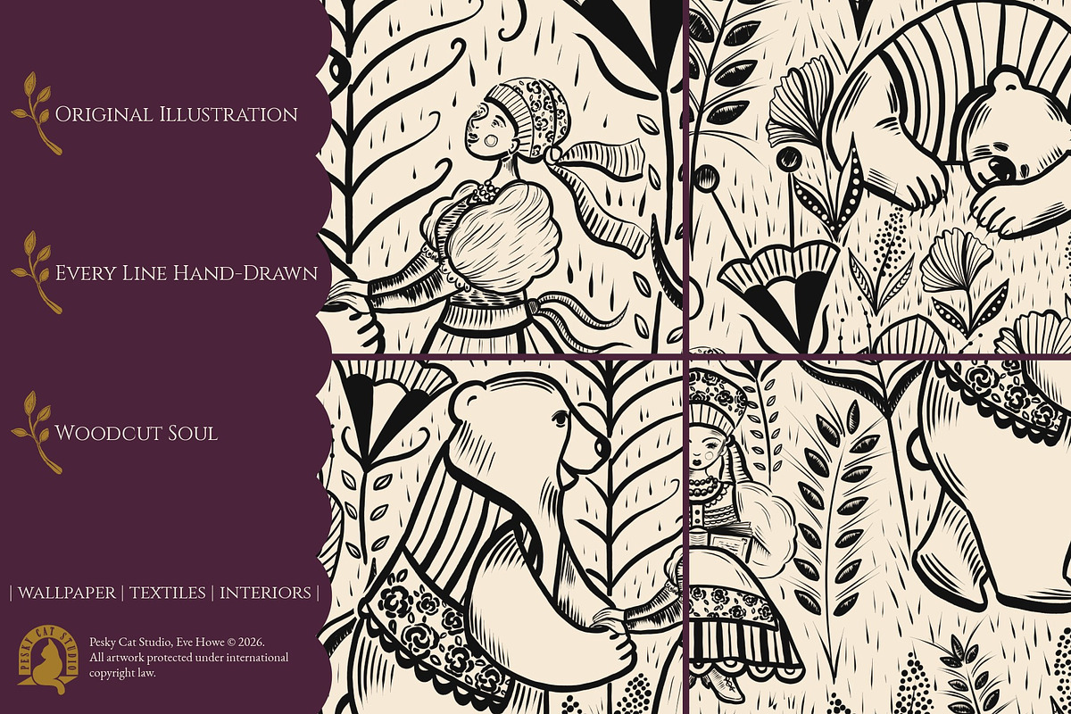 Slavic Folk Art Wallpaper & Textiles, a Pattern Graphic by Pesky Cat Studio (Photo 6 of 8)