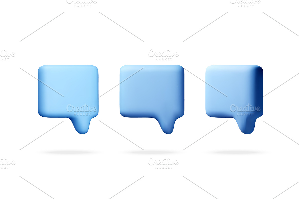 Three blue speech bubbles in 3D, an Object Illustration by Abscent