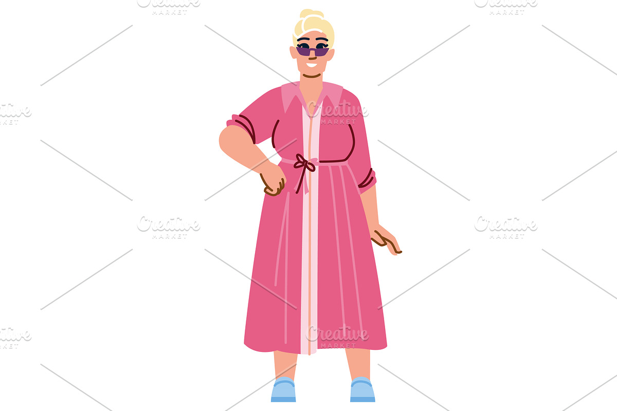 Smiling blond plus size woman, an Object Illustration by pikepicture