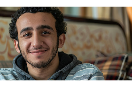 Close Up of Smiling Arab Man Sitting, a Person Photo by Lermont51