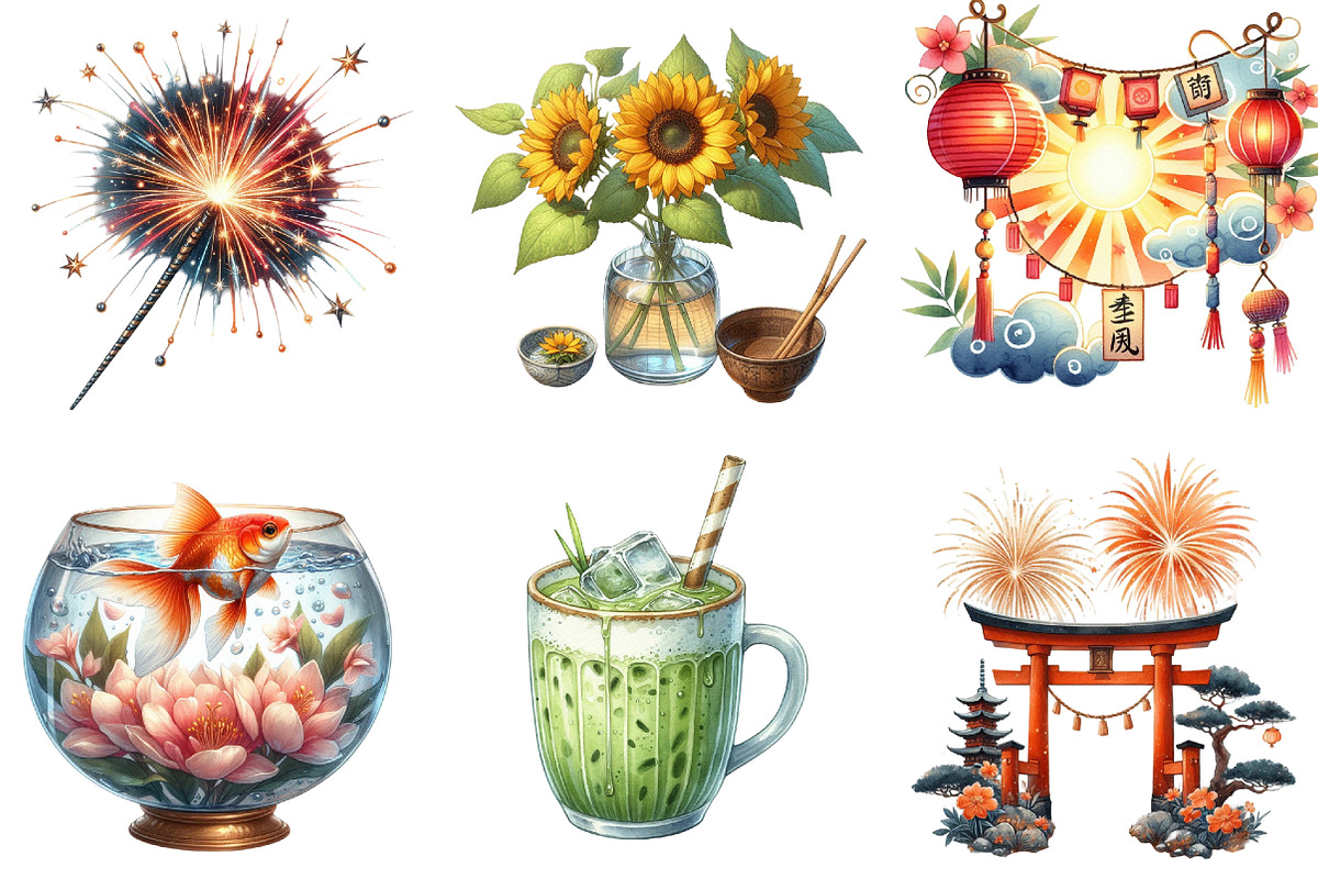 Japanese Summer Aesthetic Clipart, an Illustration by Pixels.Craft (Photo 3 of 7)