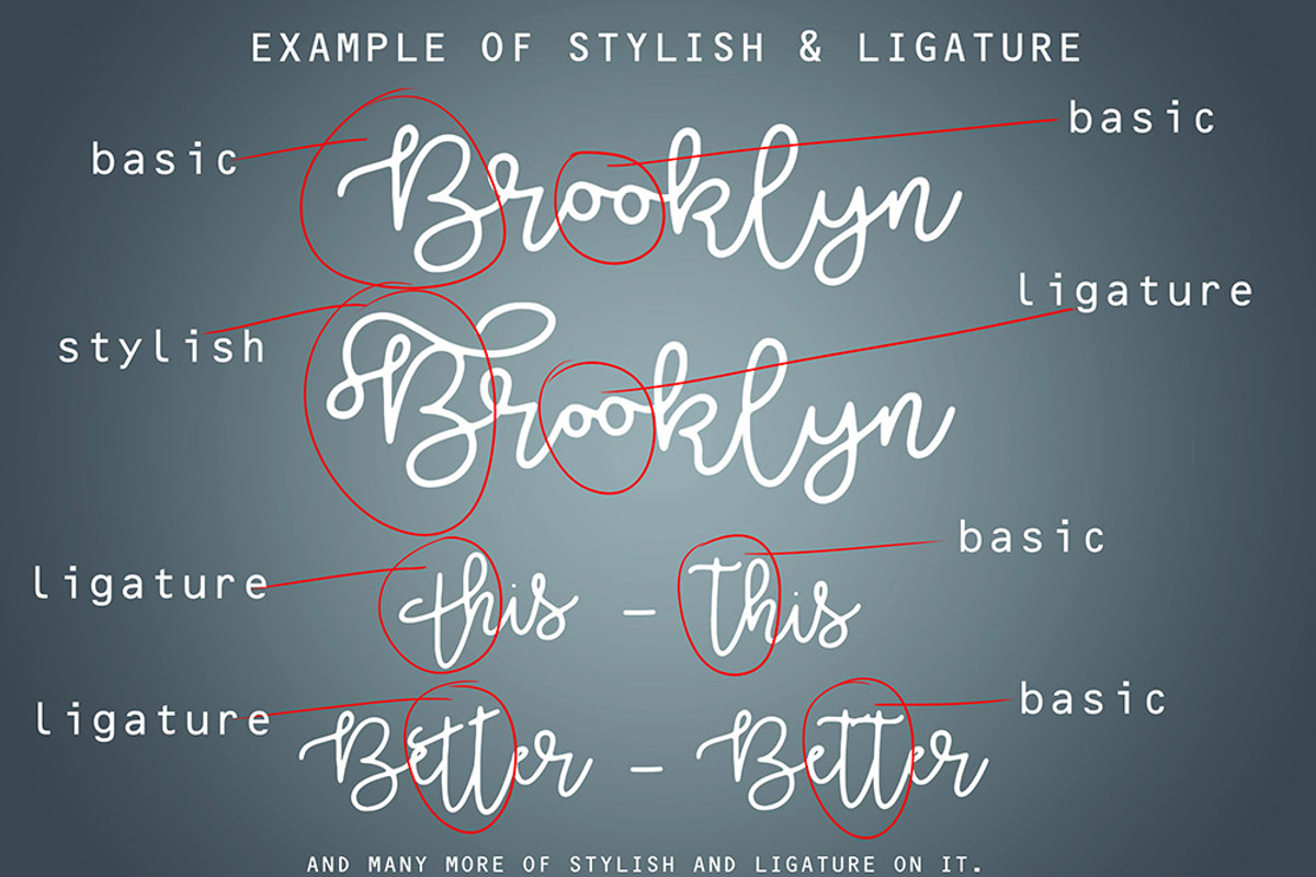 Brooklyn script font preview 2