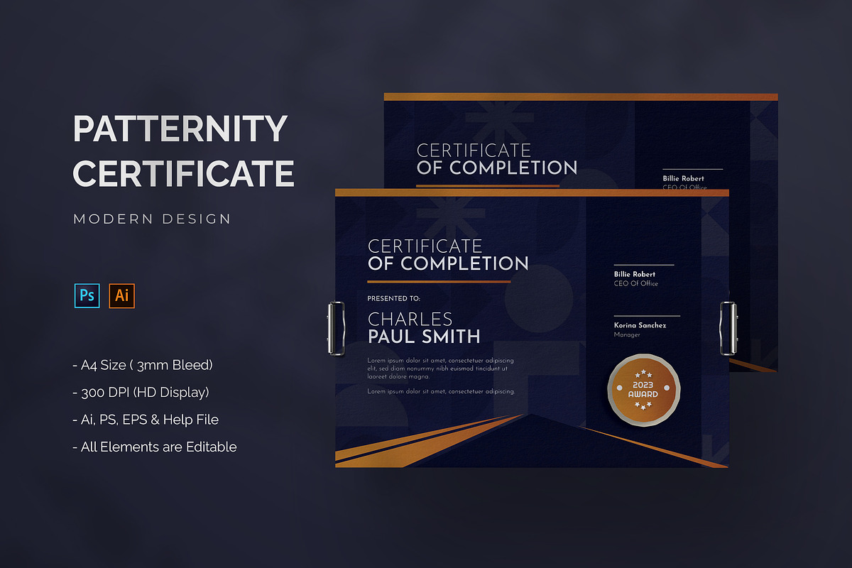 Patternity - Certificate Template, a Print Template by StreaksideStd