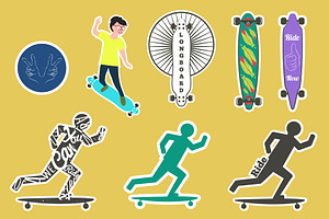 Cool Longboard Sticker Set