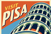 Pisa Italy Vintage Travel Poster, an Illustration by rarrarorro (Thumbnail 2 of 3)