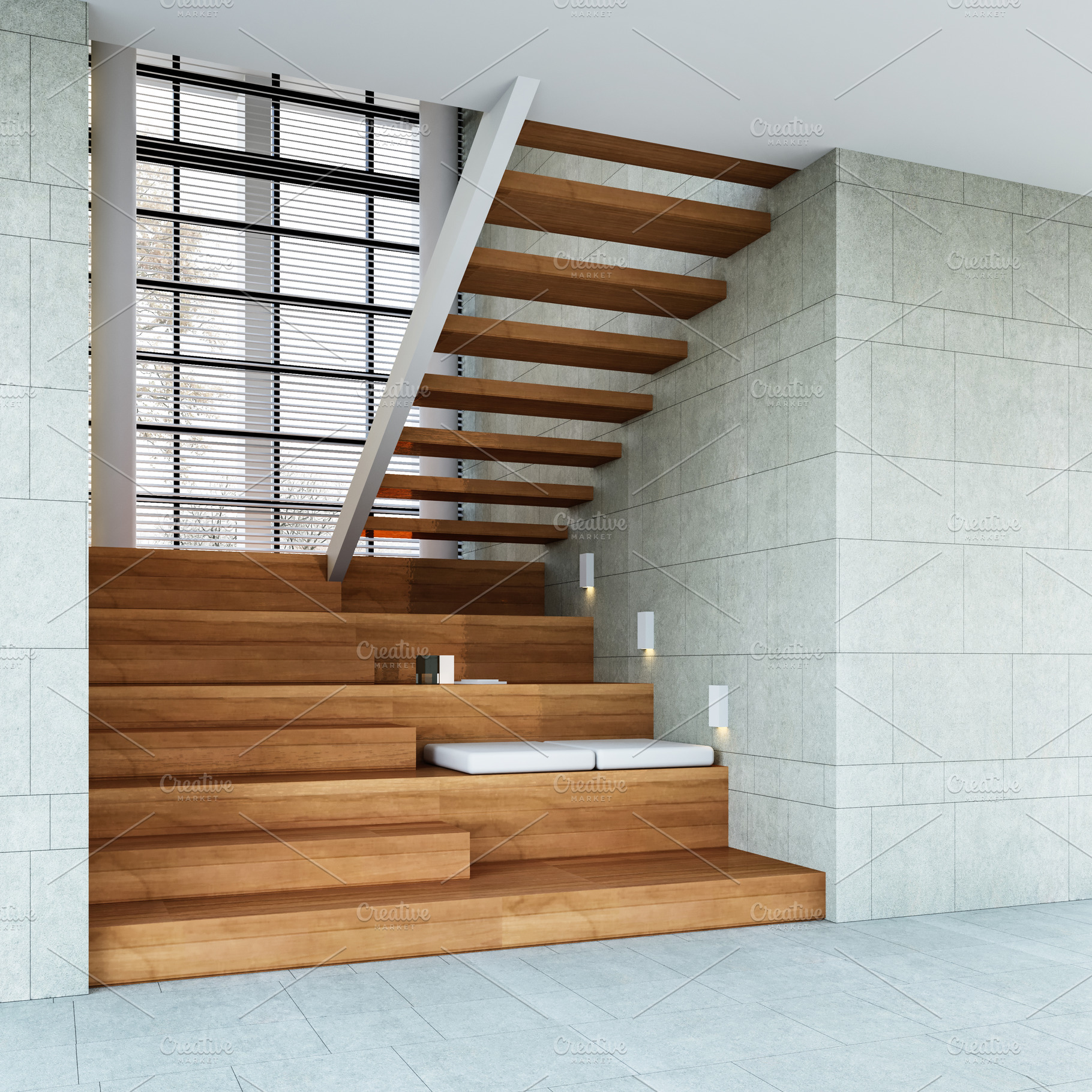 Interior of Modern wooden staircase, an Architecture Photo by TONTECTONIX