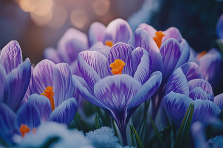 Spring crocus flowers with sun rays, a Nature Photo by AlyaAnd