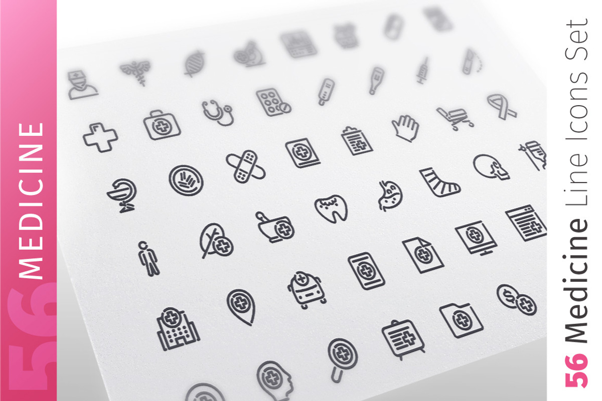 Medicine Line Icons Set, an Outline Icon by Voysla's Shop (Photo 1 of 4)