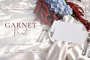 Burgundy Blue Card Set Mockup Bundle