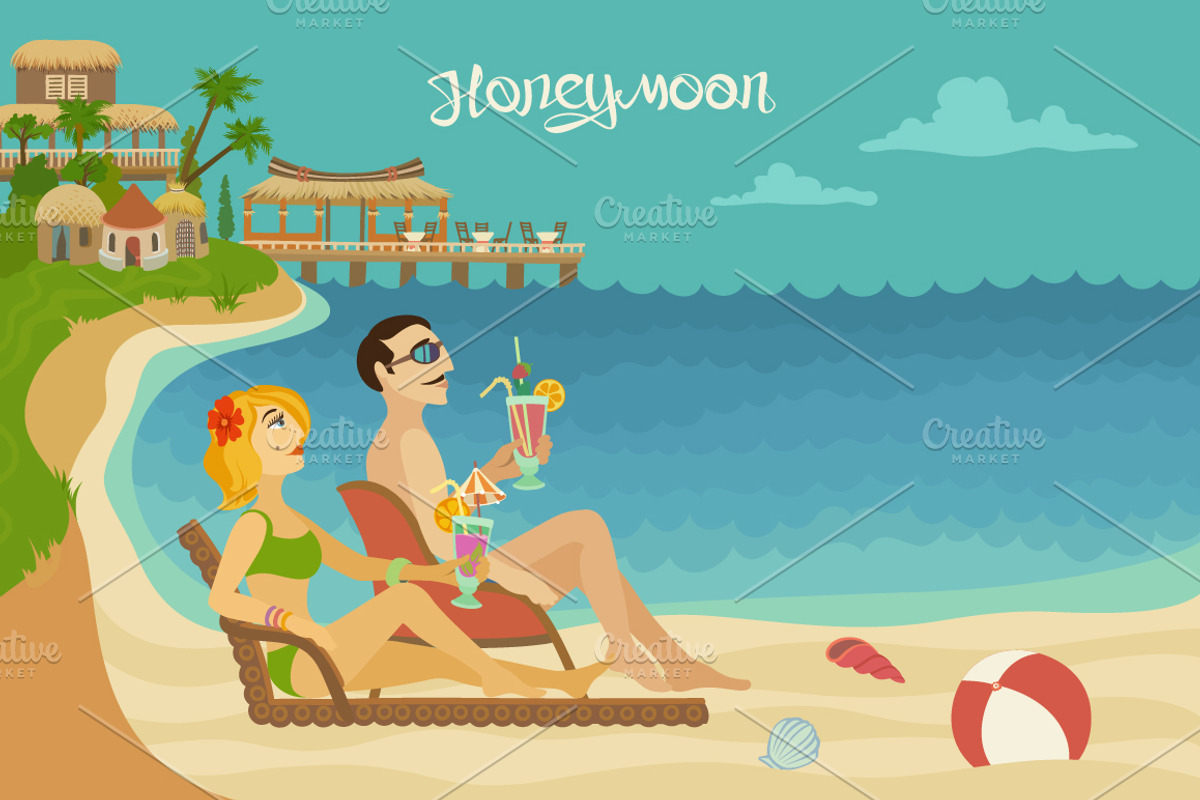 Tropical Beach Freehand Drawings, a Decorative Illustration by Adiemus (Photo 2 of 7)