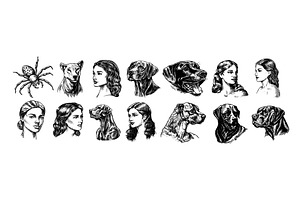 Old school tattoo flashes engraving, an Object Illustration by Valerie Bodnar