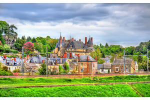 View of the Langeais with the castle - the Loire Valley, France, an Architecture Photo by Leonid Andronov